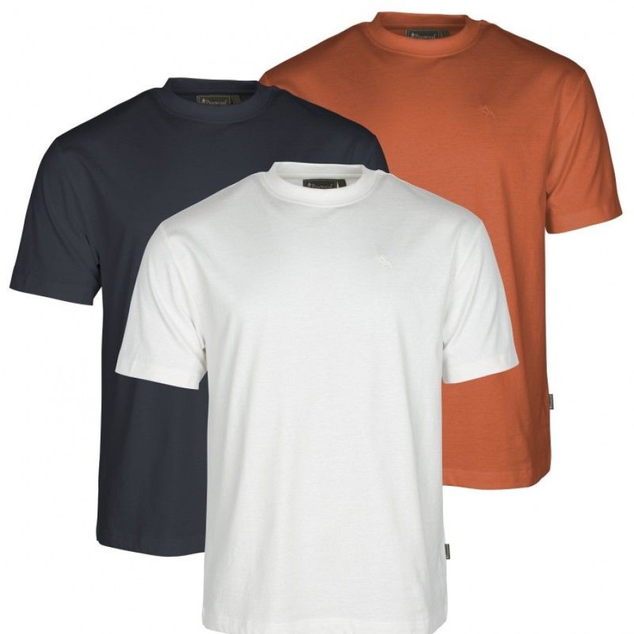 Mezczyzna Pinewood Koszulki | T-Shirt Pinewood® 3-Pack: Offwhite/L.Blue/B.Orange 5447