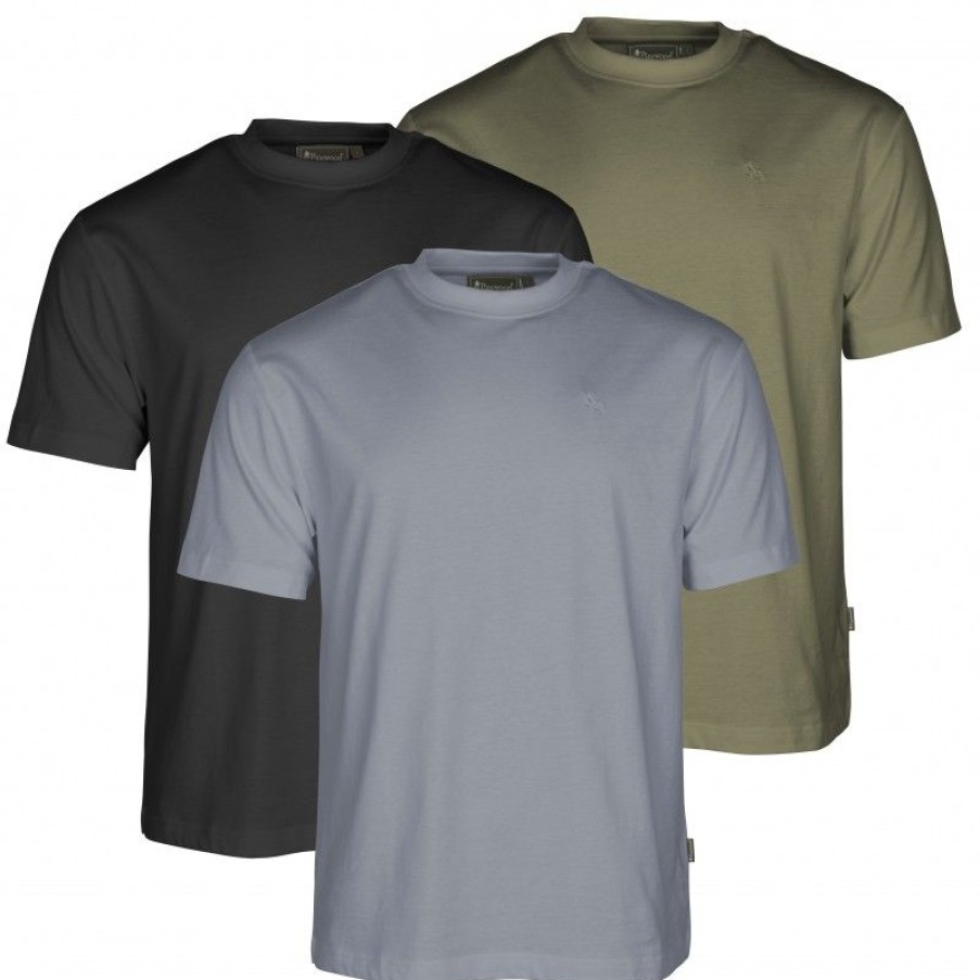 Mezczyzna Pinewood Koszulki | T-Shirt Pinewood® 3-Pack: Olive/Shadow Blue/Black 5447